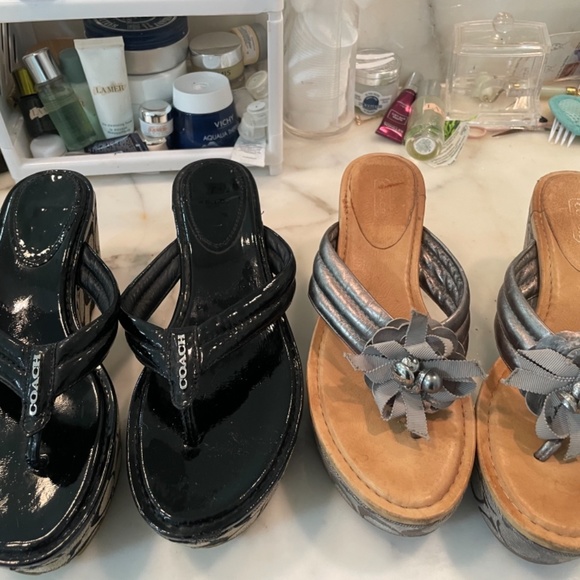 Coach Franki platform Leather open toe sandals - two for one. - Picture 8 of 10